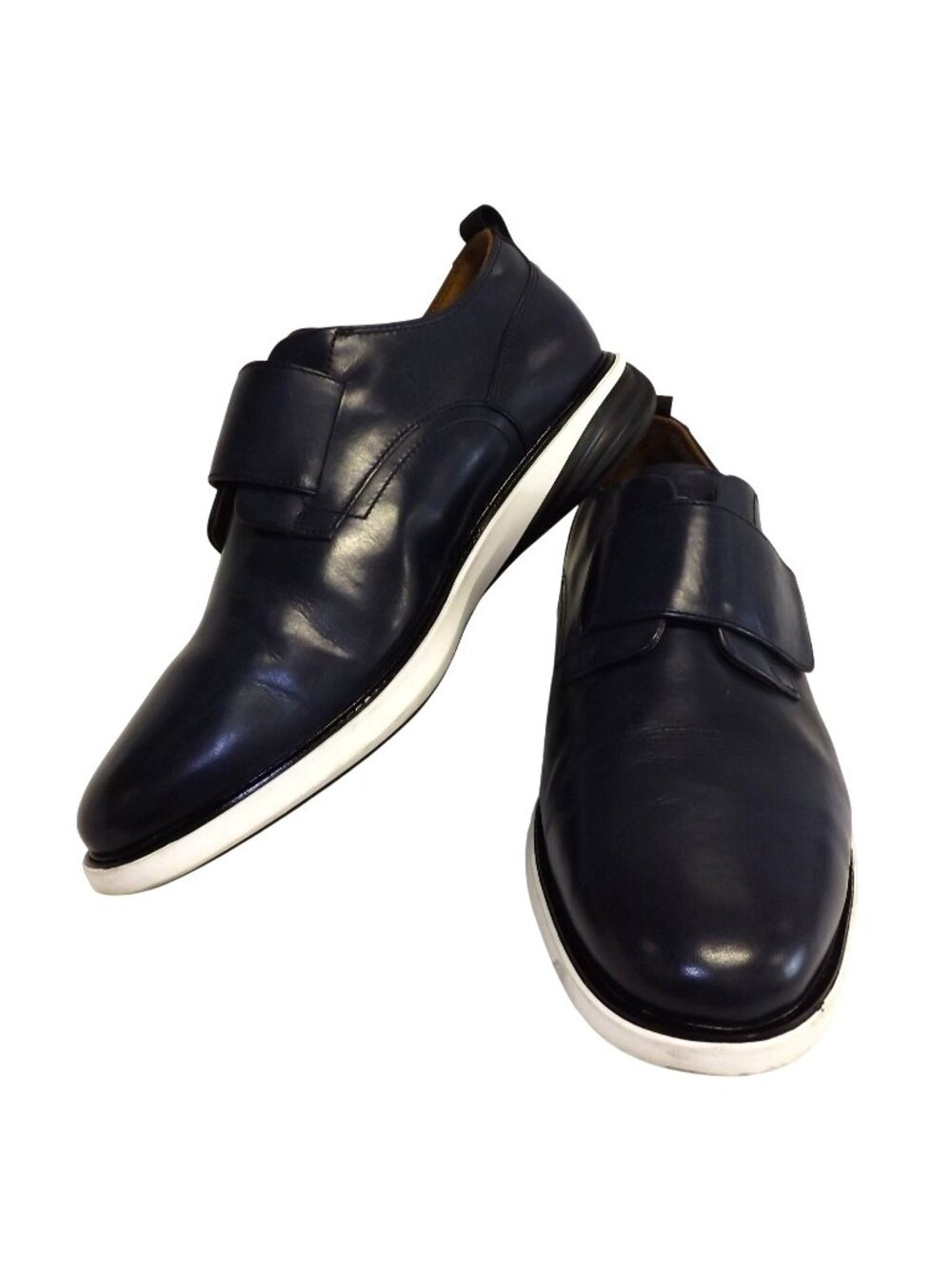 Cole Haan Mens GrandEvolution Navy Dark Purple Leather Monk Strap Shoes 11W